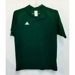 Adidas Mens Green Collared Short Sleeve Football Dri-Fit Polo Shirt Small